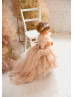 Pearl Beaded Lace Tulle High Low Flower Girl Dress